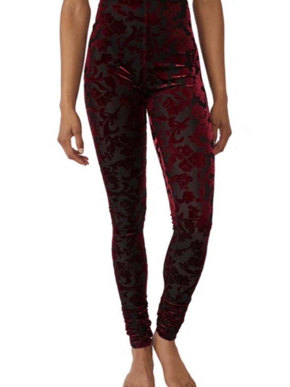 Free People Magic Hour High Waist Burnout Velvet Leggings in Midnight Combo Sz S